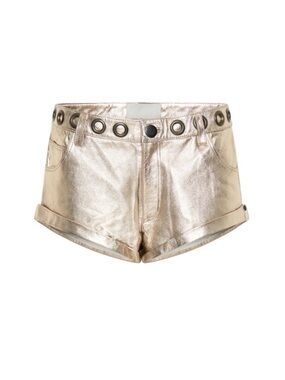 NWT One Teaspoon Heartbreak Hotel Leather Micro Bandits Shorts Gold Metallic 27